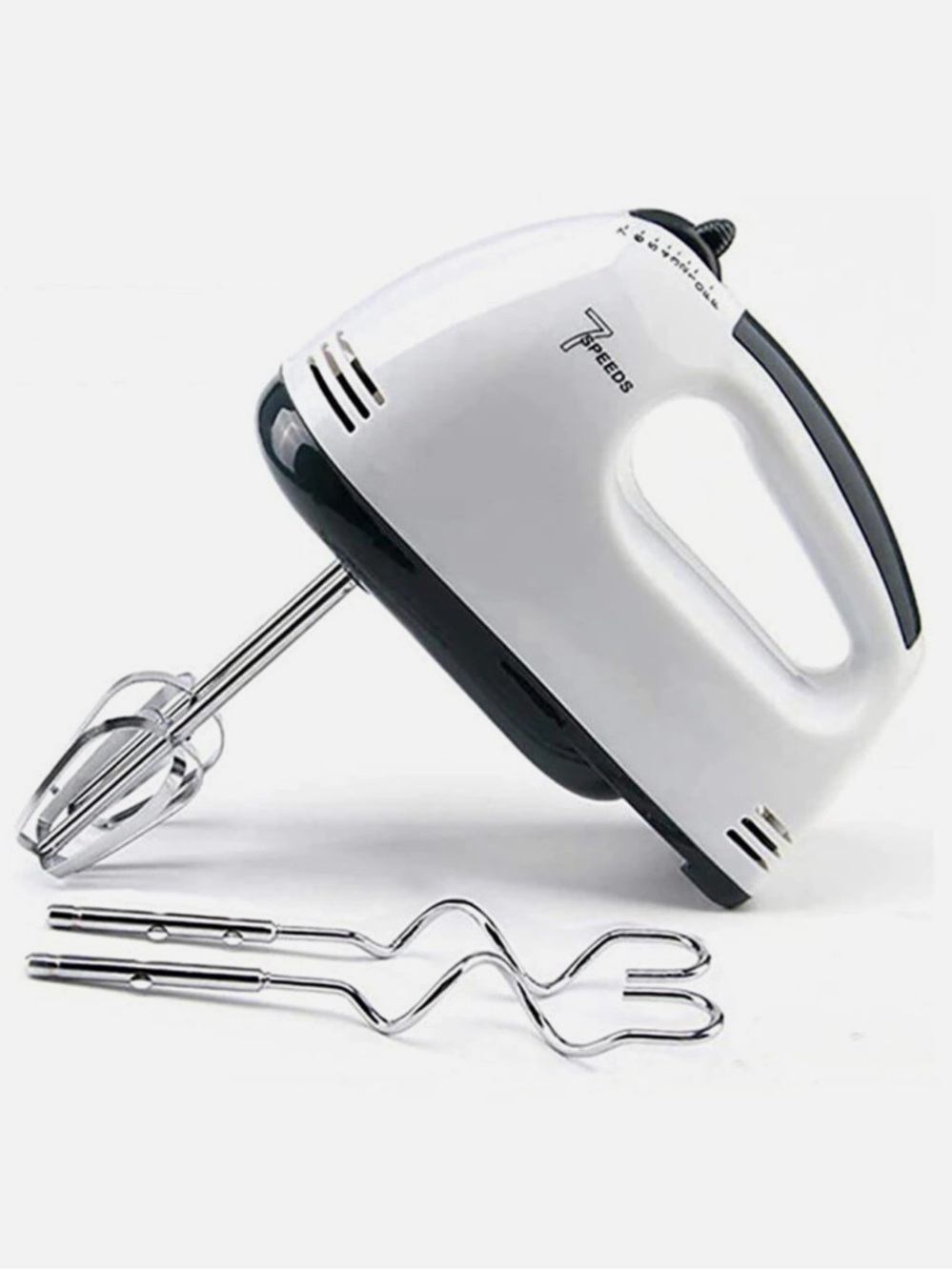 7-Speed White Hand Mixer with Accessories